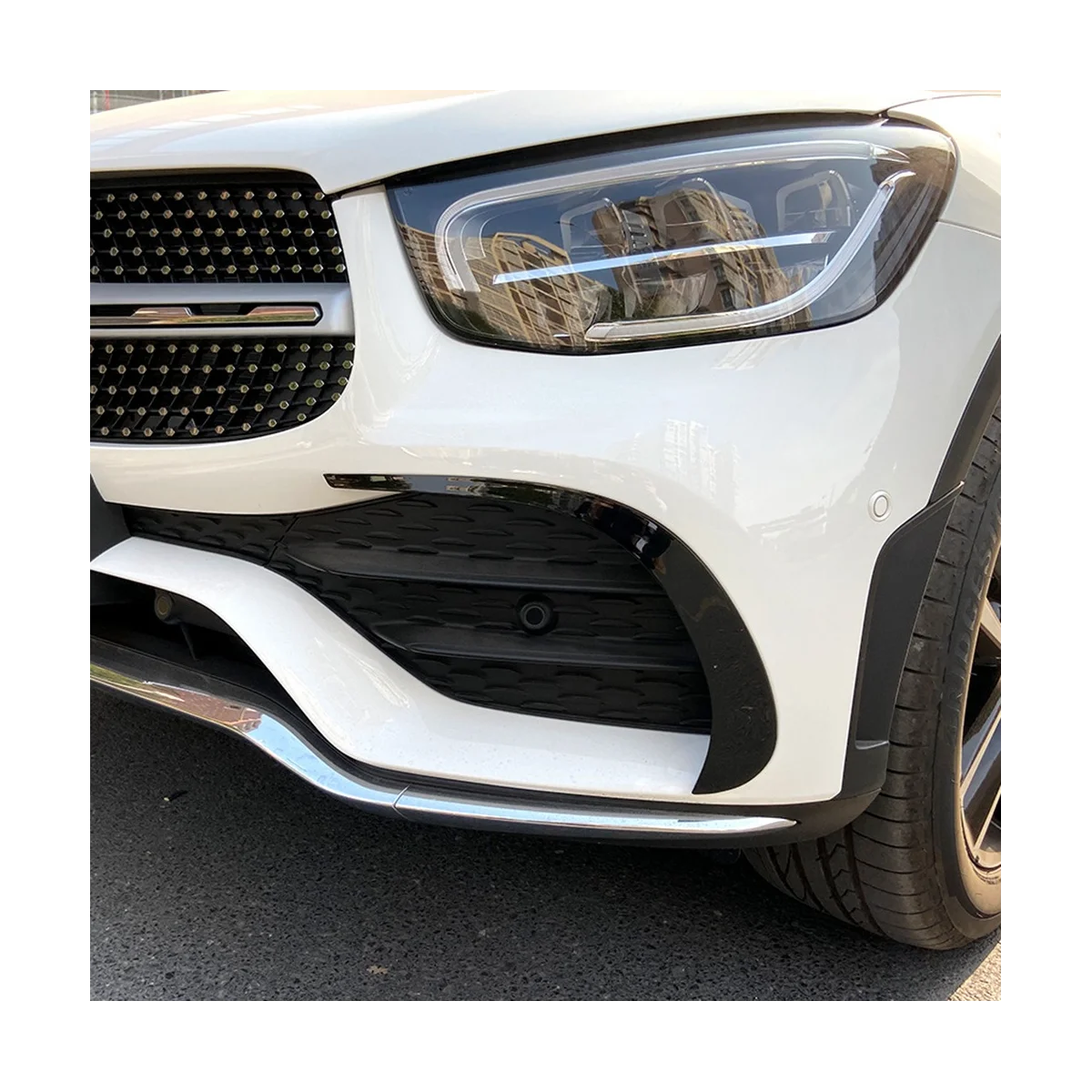 Spoiler dianteiro do pára-choques do carro, saída de ventilação de ar, tampa ABS para Mercedes Benz GLC X253, GLC260, GLC300, 2020