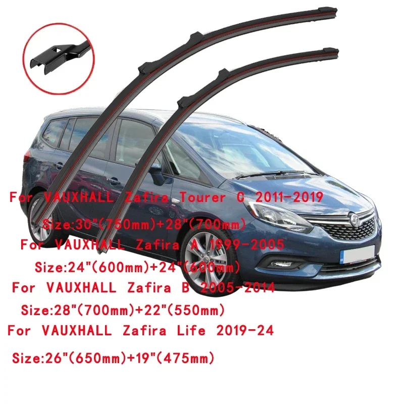 For VAUXHALL ZAFIRA  A B C 1999-2024 Tourer Life Car Windshield Wiper Blade Front Windscreen Windshield Brushes Window Cleaning
