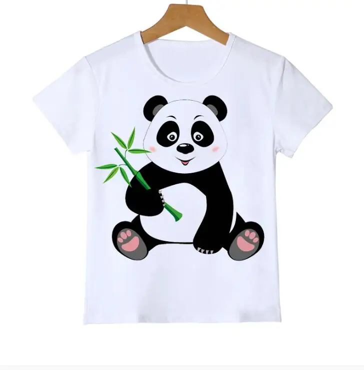 

Cute 2022 Kids T-shirt Funny Panda Animal Collection Cartoon Pattern Summer T shirt For Boys/Girls White Short Sleeve Tops