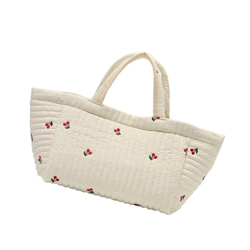 J15U Diaper Storage Bag Travel Bag Embroidery Pattern Handbag Pushchair Hanging Bag