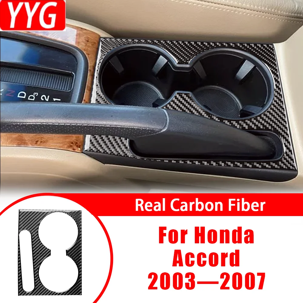 

Carbon Fiber Car Accessories Center Water Cup Holder Panel Interior Cover Trim Sticker Modification For Honda Accord 2003—2007