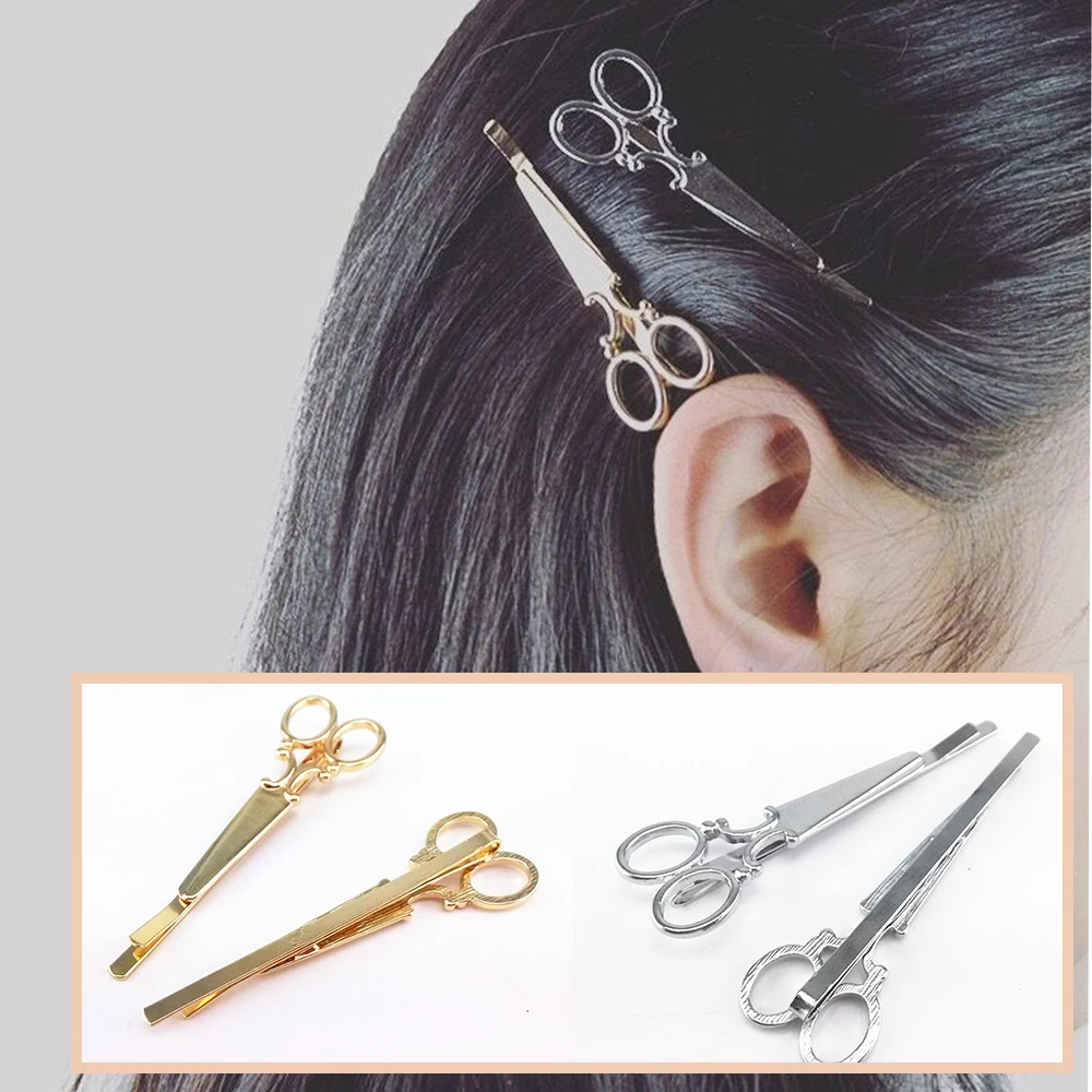 Creative Mini Scissors Shape Hairpins Personality Bridal Barrettes Side Clip For Women Wedding Hair Accessories Hair Clip