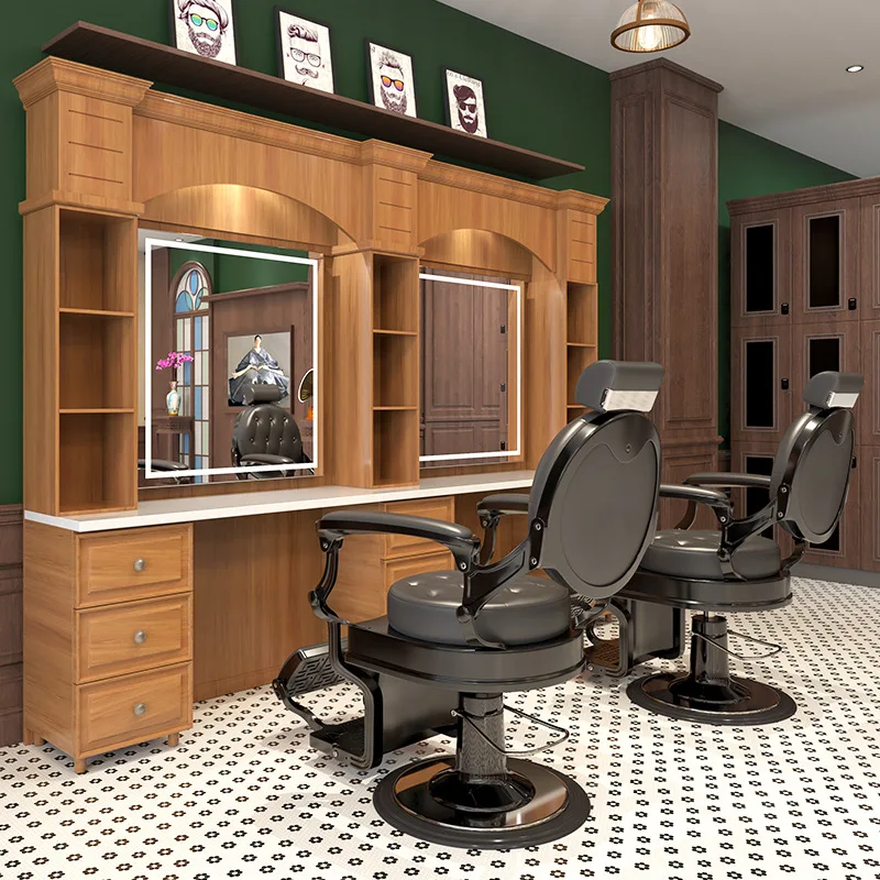 Espejo de barbería, espejo con cabeza de aceite.