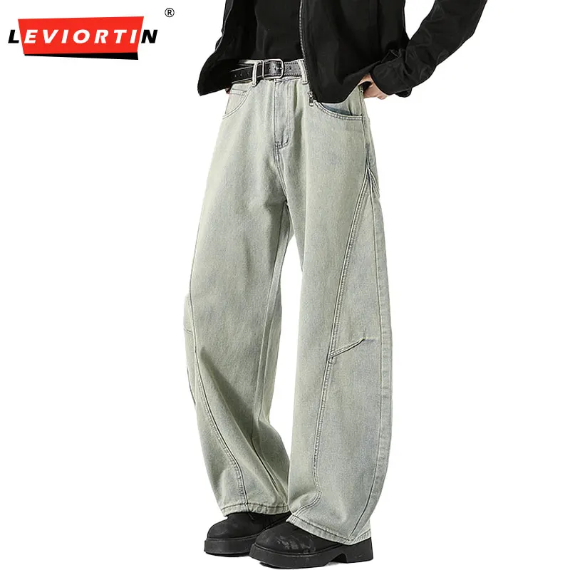 Pantalones cargo de paracaidista desgastados con lavado quemado para hombre, pantalones vaqueros con múltiples bolsillos y corte holgado para exteriores