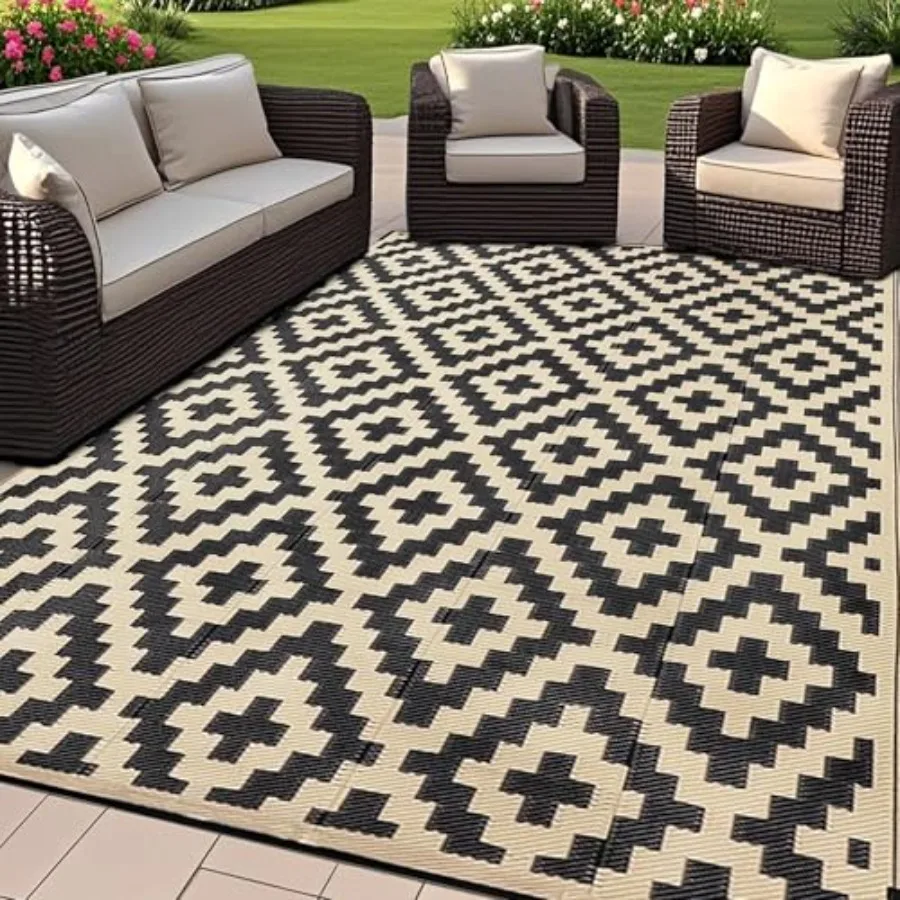 

Reversible Mats Plastic Straw Rug for Modern Area Rug Large Floor Mat and Rug Ideal for Outdoor Use in RV Patio Backyard Deck P