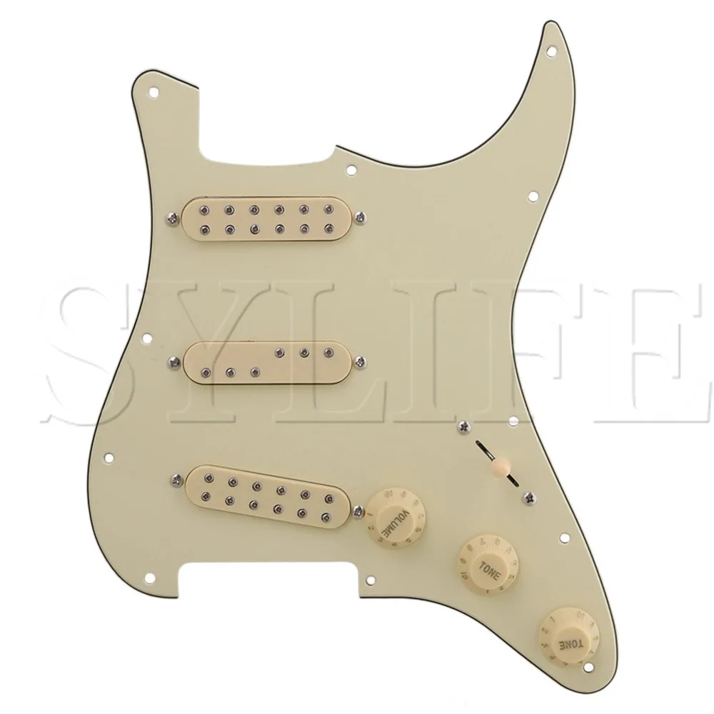 

Yellow SSS 3 Ply Prewired Pickguard Single Pickup Knob Switch Set