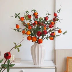 92cm Long 6 Head Artificial Pomegranate Branch Foam Simulation Fruit Fake Berries Home Wedding Vase Decoration Photograph Prop