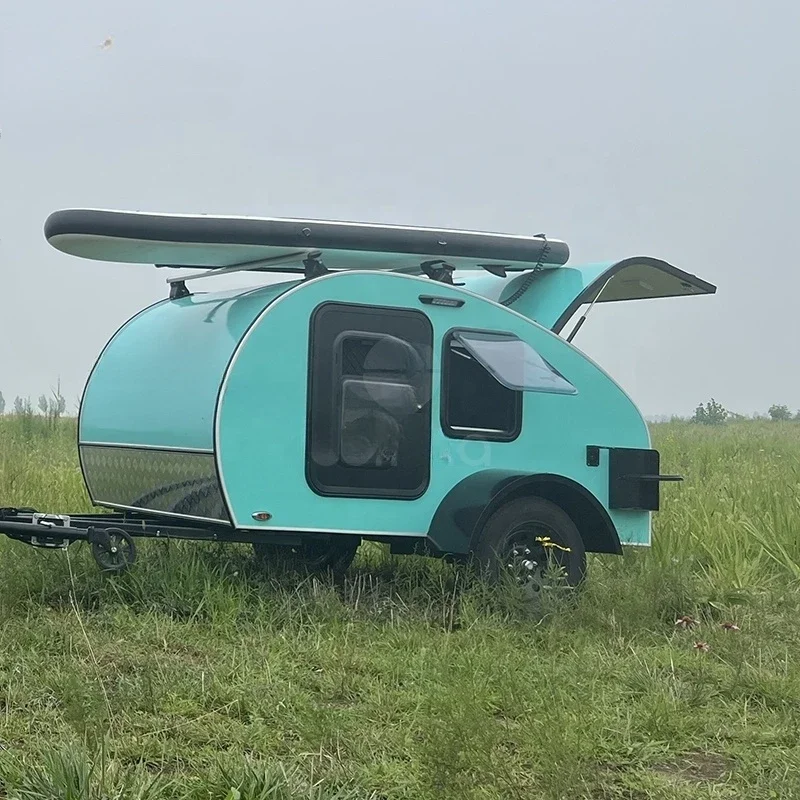 Lightweight camper van motorhome small camper trailer  with bathroom and roof rack