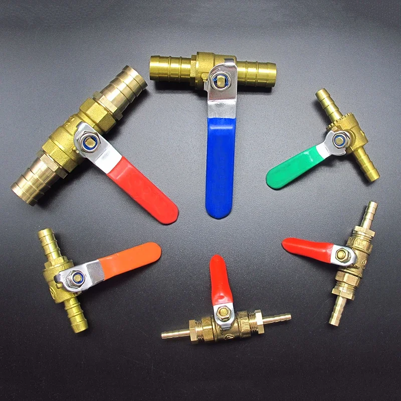 

4 мм 6 мм 8 мм 10 мм 12 мм 14 мм 16 мм 19 мм 25 мм шланг с зазубриной двухсторонний латунный запорный шаровой клапан для топливного оборудования