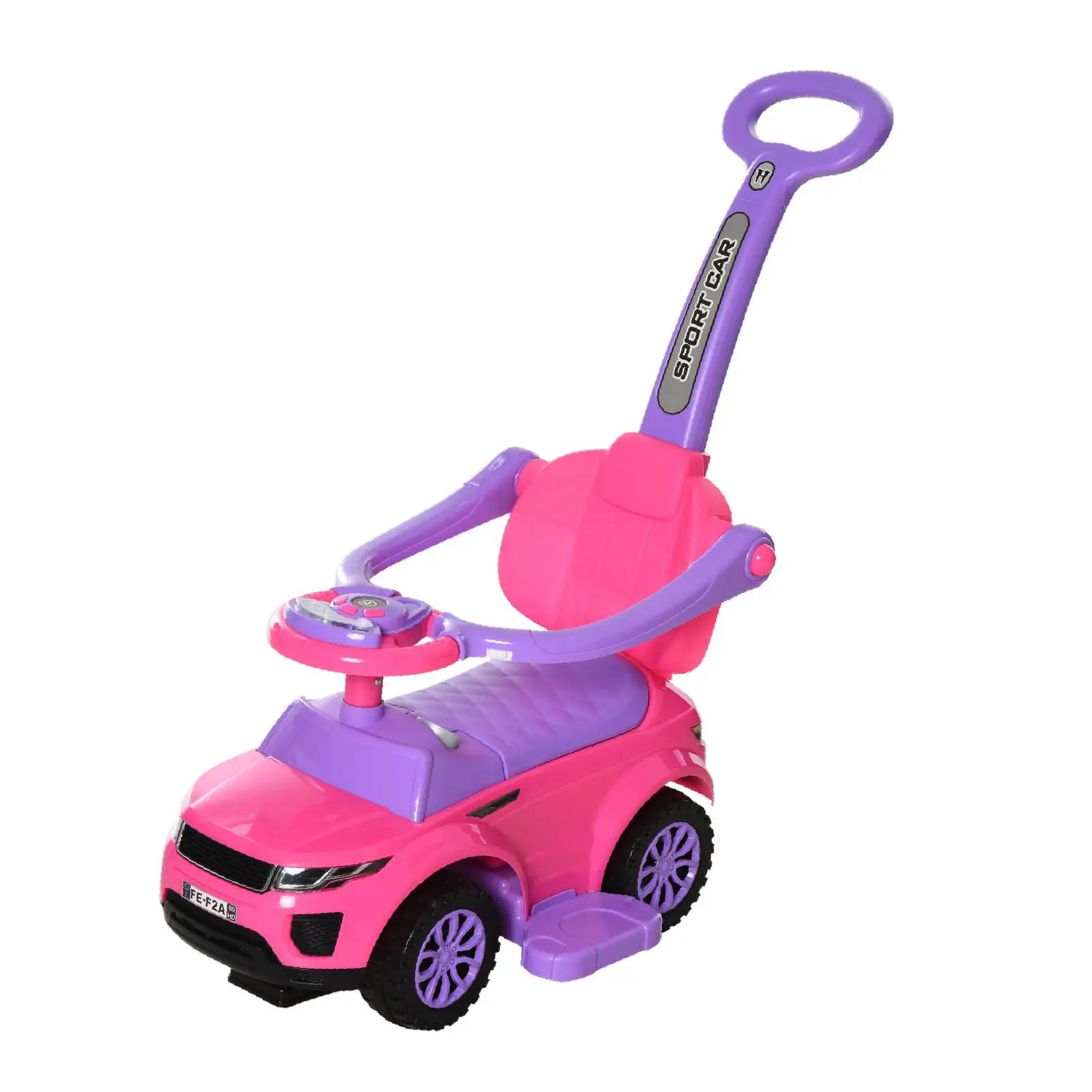 

Sliding Walking Car Toy with Removable Guardrail Music Horn Light for Kids Toddler Ride Stroller Play