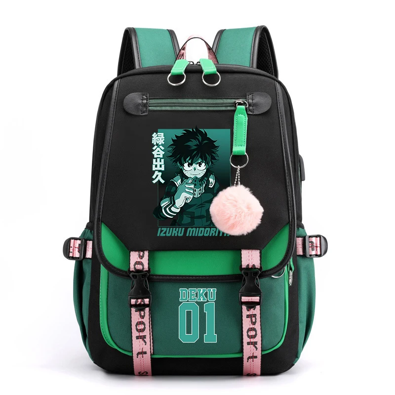 

Hot Anime Deku Bakugou Katsuki Todoroki Shoto Pattern Backpack Women Men Casual Outdoor Backpack Students Boys Girls Backpack