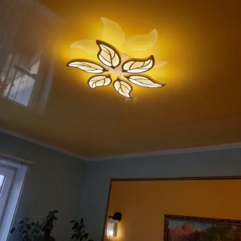 Multiheads Leaf Heart Bunny Design Acrylic Modern LED Ceiling Lights lampe Plafond Avize Indoor 100-240V Remote Control Home Dec