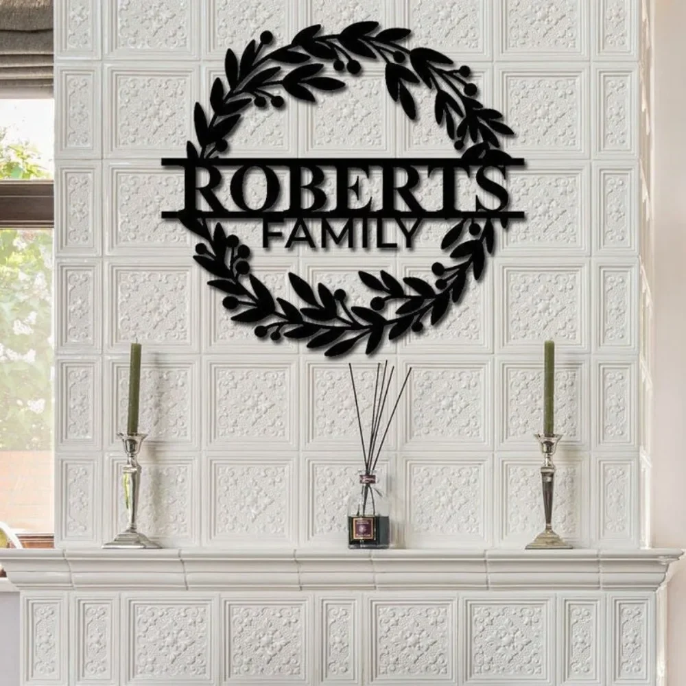 Custom Family Name Sign Last Name Sign for Wall Family Signs Wall Decor Wreath Door Hanger Housewarming Gift Wedding Gift