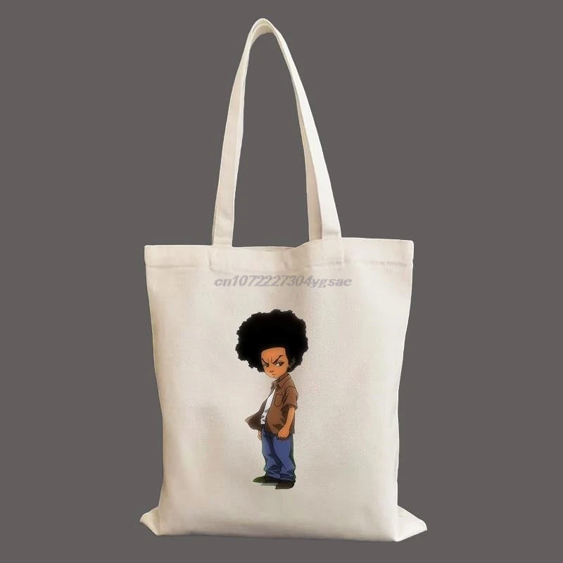 

Boondocks Rapper Huey Freeman Fashion Harajuku Canvas Shopper Bag Tote Shoulder Lady Bag Student Handbag Reusable Shopping