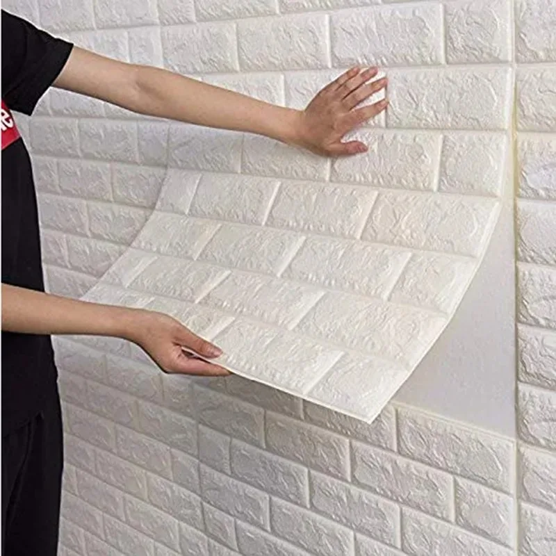 

70cm*1m Waterproof Wall Stickers Brick Pattern Foam Home Decorations 3D Self-adhesive DIY Wallpaper Background Wall Decoration