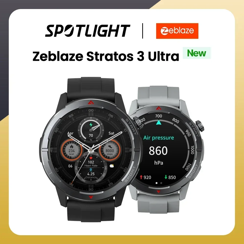 New Zeblaze Stratos 3 Ultra GPS Smart Watch Built-in Dual-band GNSS, Compass, Barometric Altimeter, Make/Answer Phone Calls