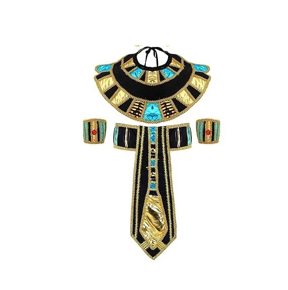 Egyptische kostuumaccessoires set Egyptische farao-hoofddeksel Egyptische kraag polsbandjes voor Halloween rollenspel cosplay