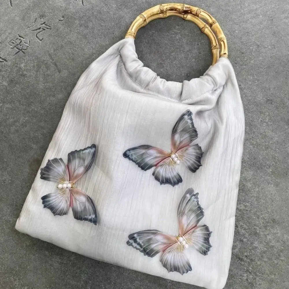 

Suede Embroidered Flower Bag Handmade Top Handle Candy Storage Bag Ethnic Style Cosmetic Handbag Women