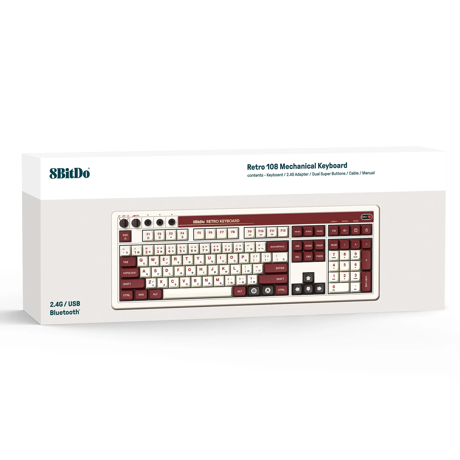 Новая механическая клавиатура 8Bitdo Retro 108, Bluetooth 2,4G, USB-C, игровые аксессуары, двойные программируемые кнопки для Windows Android