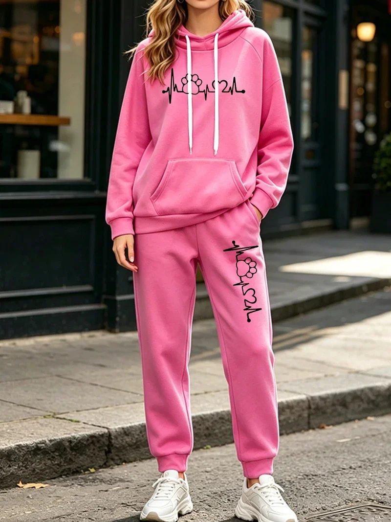 Fashion Women's 2 Pcs Sets Autumn Winter Casual Hooded Sweatshirt Sweatpants Suit Outdoors Sports Jogging Clothing 2026Tracksuit view 5