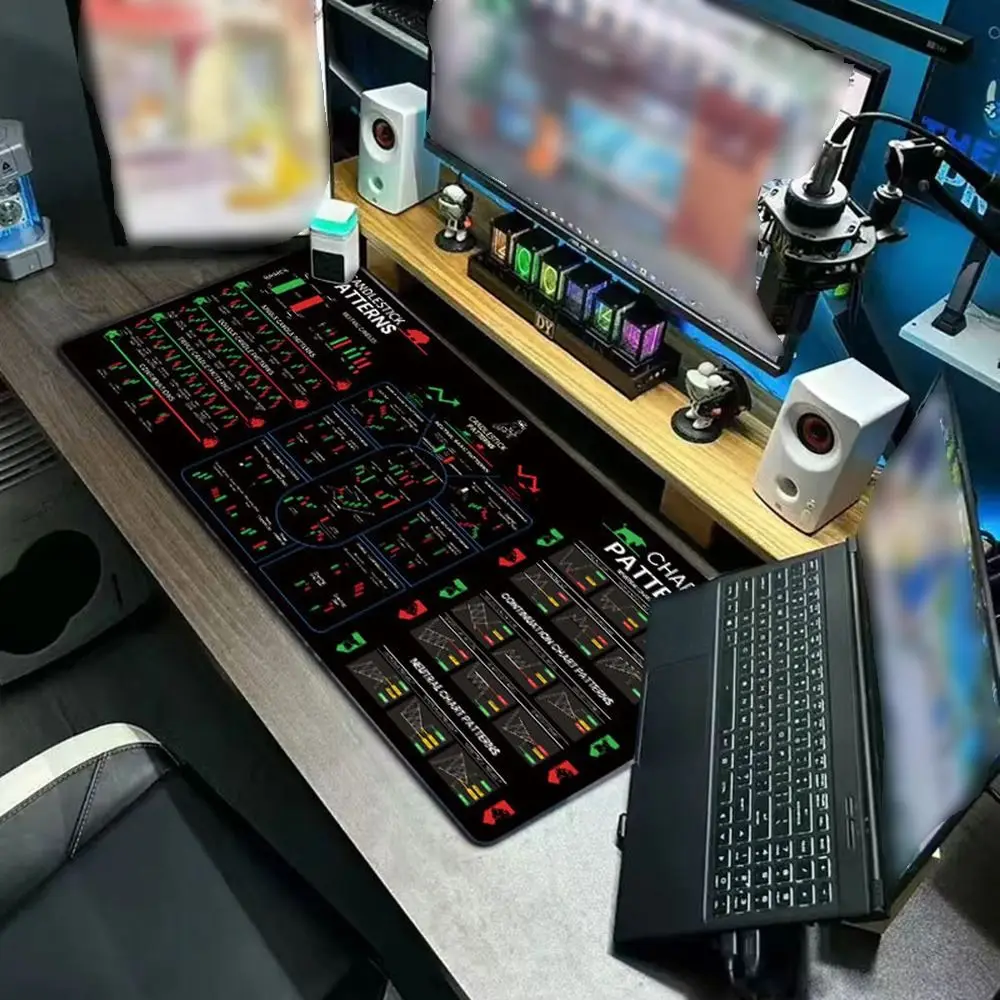 Коврик для мыши с рисунком таблицы на складе, гладкий, эффективный, настольный коврик для трейдера, утолщенный, расширенный