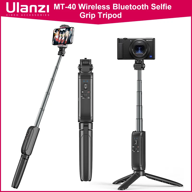 Ulanzi MT-40 Wireless Bluetooth Selfie Shooting Grip Tripod Bluetooth Remote for SONY ZVE-10 Smartphone Gopro Sports Camera