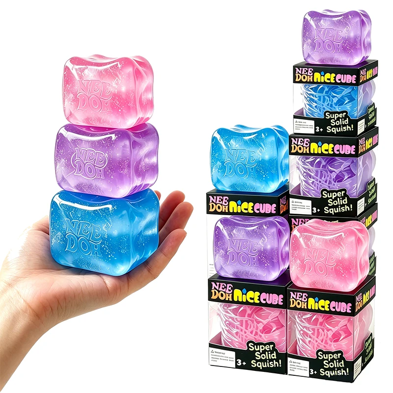 Brinquedo Sensorial Needoh Nice Ice Cube Maltose Fidget Toy Berg Super Size 4 Pack Mini Não Tóxico para Adolescentes, Brinquedo de Recuperação Lenta para Alívio da Ansiedade