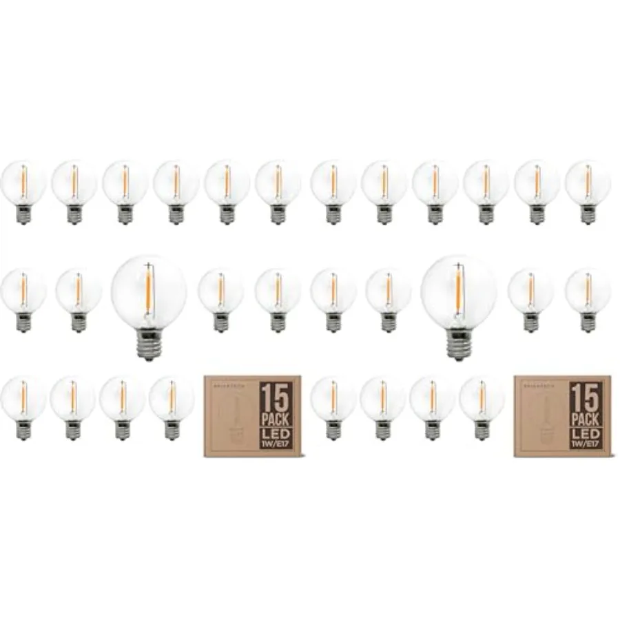 Ambience PRO Replacement LED Light Bulbs, Plastic 1 Watt LED Edison-Inspired Exposed Filaments Bulbs, G40/G45 Energy Efficient
