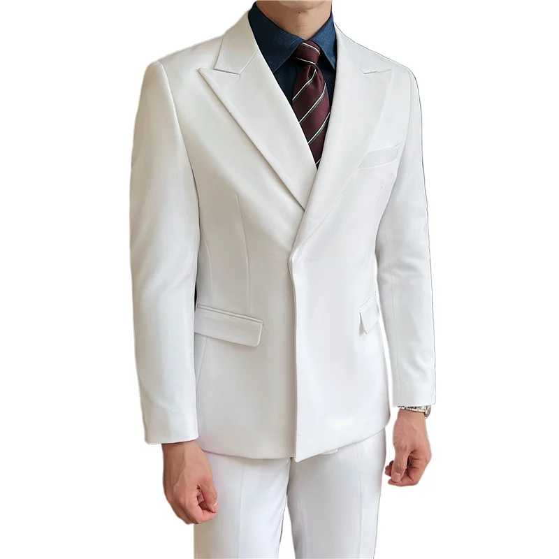 2024 New Trend Simple Temperament British Style (suit + Trousers) Fashion Handsome Light Luxury Slim Solid Color Two-piece Set