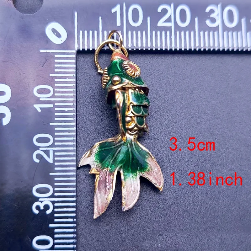 5pcs Bright Colors Chinese Enamel Wiggling Small 3.5cm Cloisonne Goldfish Fish Cute Charms Pendants For Fashion Earring Making