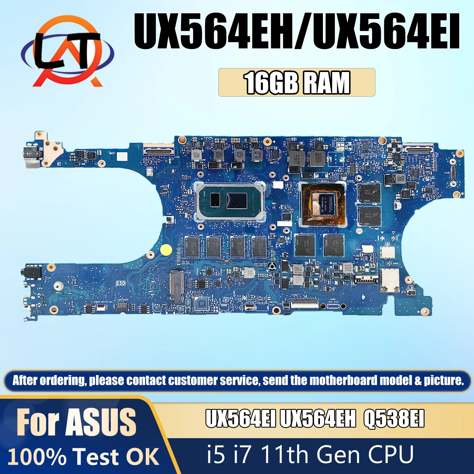 

UX564E Laptop Motherboard For Asus Zenbook Flip UX564EI UX564EH Q538EI Mainboard i5 i7 11th CPU 16G-RAM GTX1650/GTX1650TI