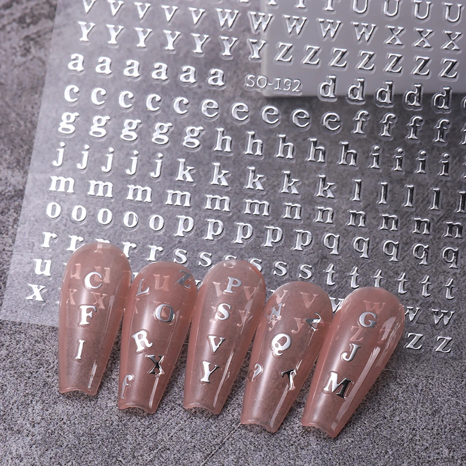 3/7 pezzi adesivi per unghie con lettere inglesi design alfabeto nero argento dorato cursori per decalcomanie per unghie decorazioni per manicure per punte per unghie bellezza
