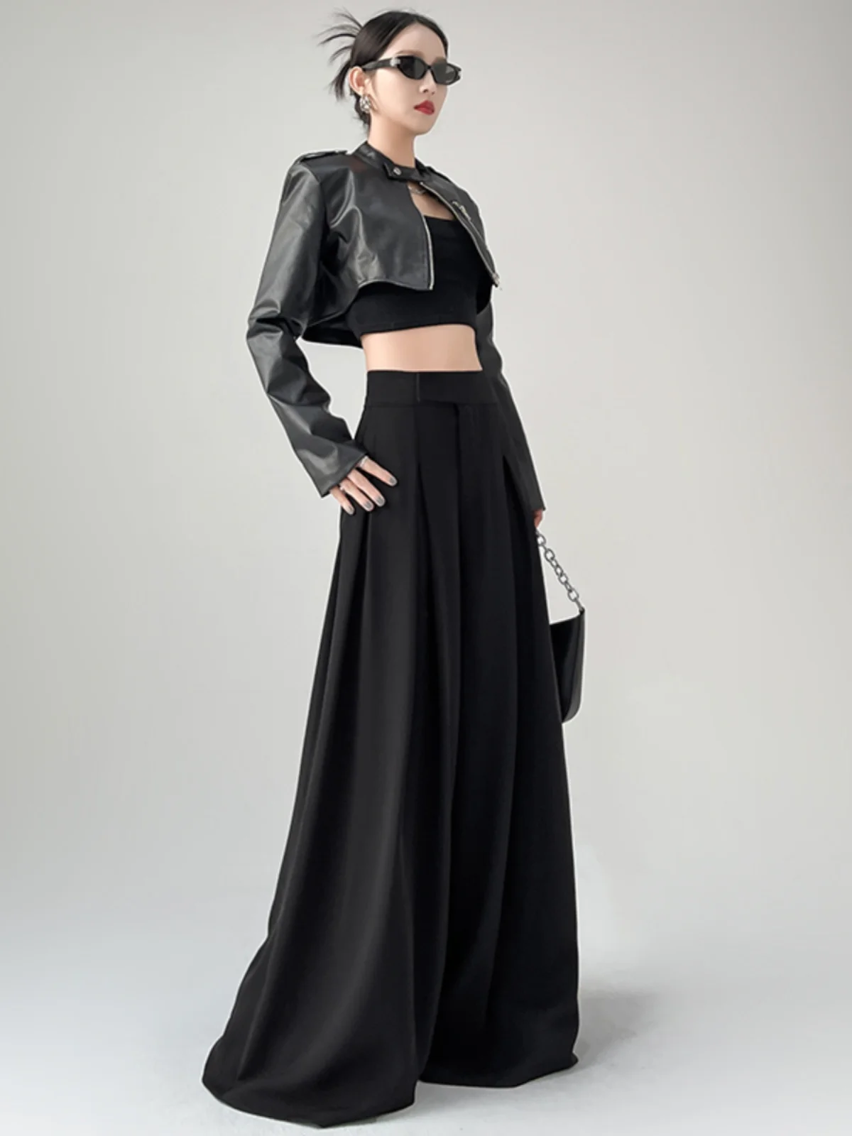 

Брюки-палаццо удлиненные для высоких женщин, свободного кроя, повседневные, струящиеся, в пол, осенний сезон, 80