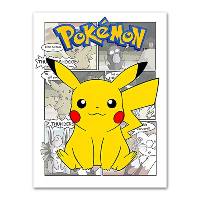 Pokemon Poster Peripheral Pikachu Magic Frog Seed Charizard Cartoon Poster Mural Canvas Painting Wall Decoration Painting