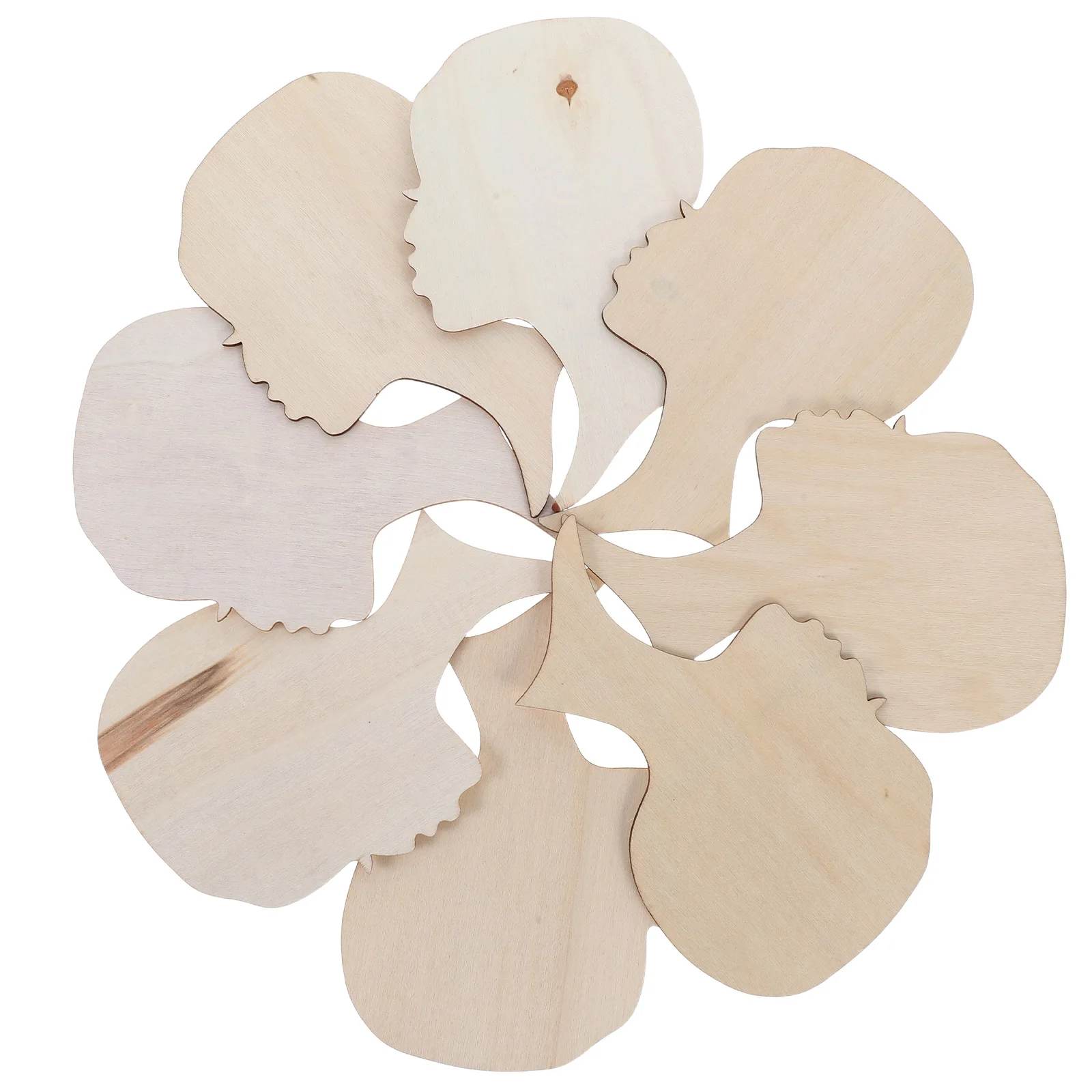 

8Pcs DIY Wood Head Cutout Natural Wooden Slices for Hand Painting Craft Home Party Decoration Wood Chips Graffiti Chips