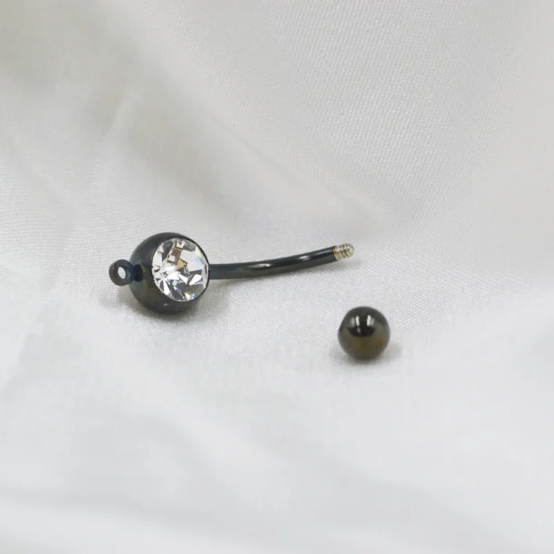 100pcs Body Jewelry Shine Gems Surgical Steel Navel Rings Belly Button Bar Navel Piercing + Circle DIY Jewelry Sliver Golden