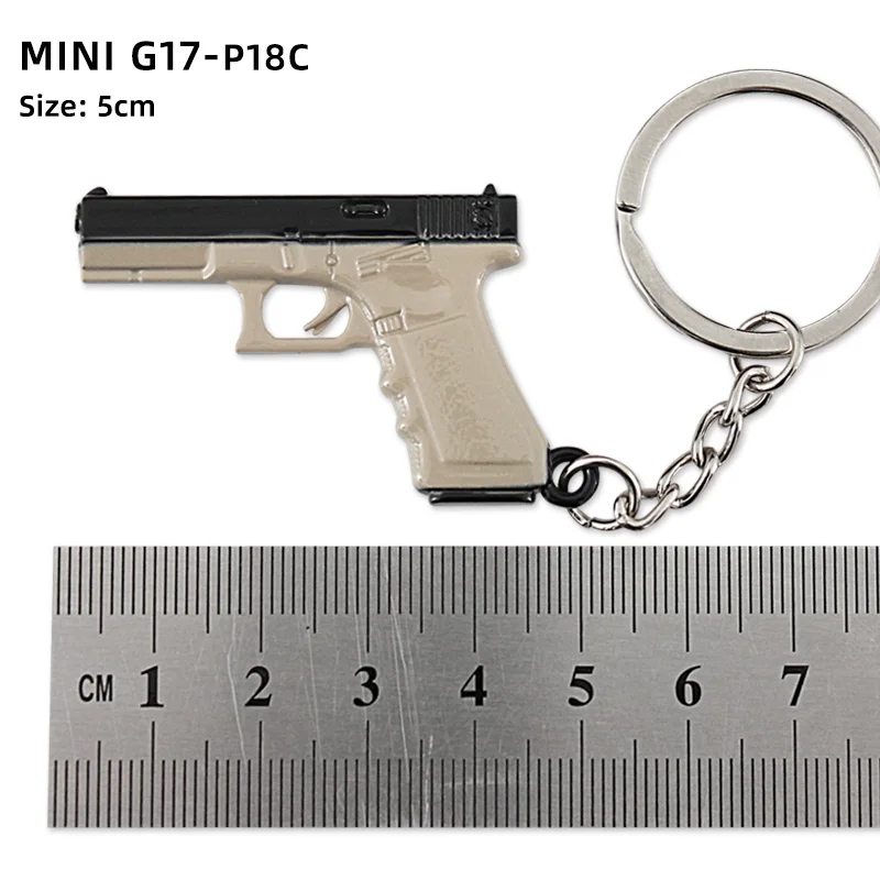 Tot Gun Keychain Alloy Weapon G17 P18C Mini Full Metal Model Game Periphery Light Key Chain Pistol Toy Birthday Gifts for kids