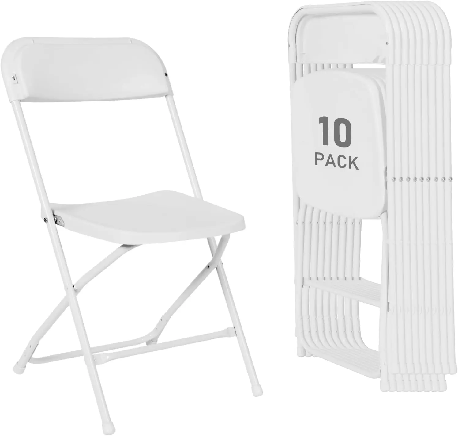 10 Pack Black Plastic Folding Chairs, Portable Stackable Commercial Party Folding Chairs with Steel Frame 350lbs for Home Office