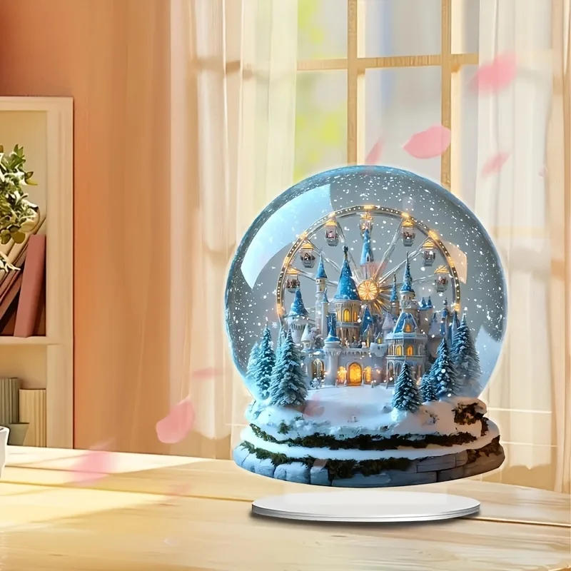 

Ferris Wheel Castle Snow Crystal Ball - Multi Functional Christmas Decoration Homes, Offices, And Cafes | Perfect Gift, Desktop