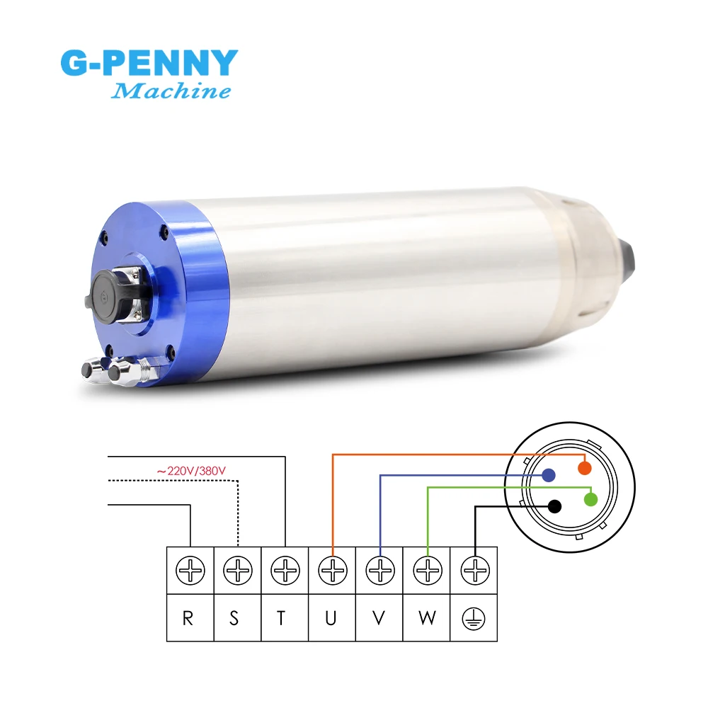 3.7kw Metal Working Spindle ER20 For Stainless Steel Copper Steel Iron 800Hz 6000-12000rpm  Pole=4 Water Cooled Spindle Motor