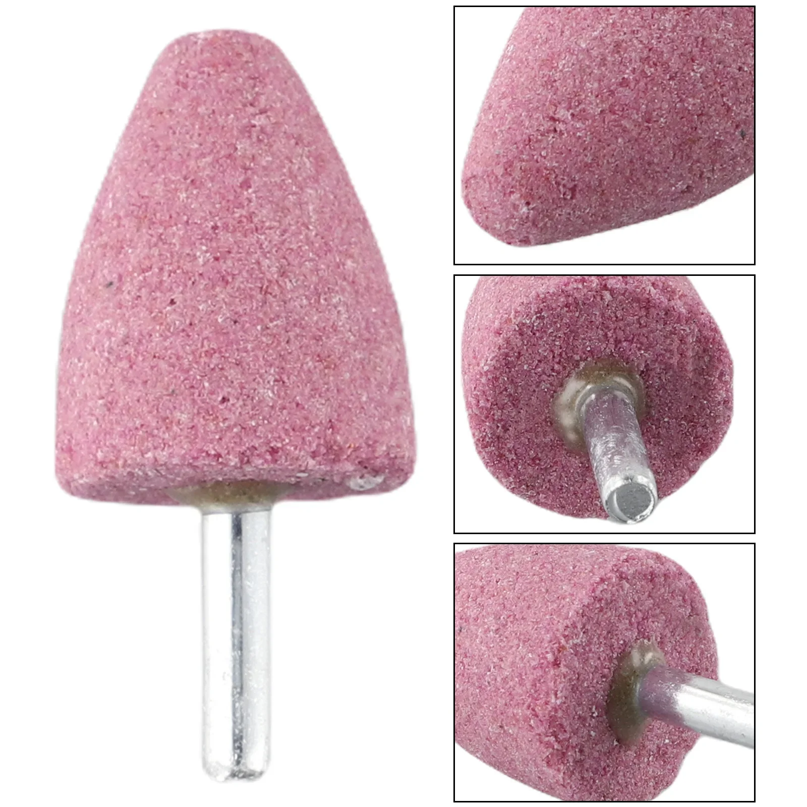1pc 6mm Shank Red Corundum Conical Grinding Head Polishing Head Wheel Head Abrasive Mounted For Polishing Grinding Rust Removal