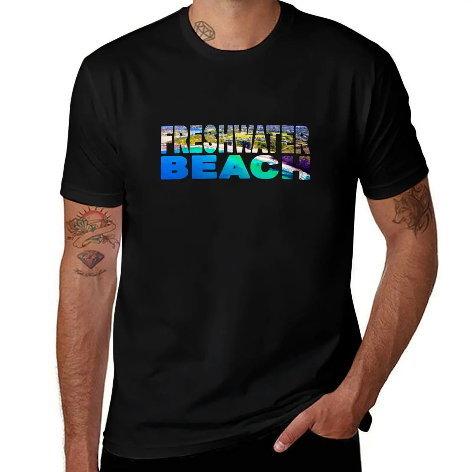 FRESHWATER BEACH - Sydney Australia Aerial View T-Shirt Trend Art Print T-Shirt