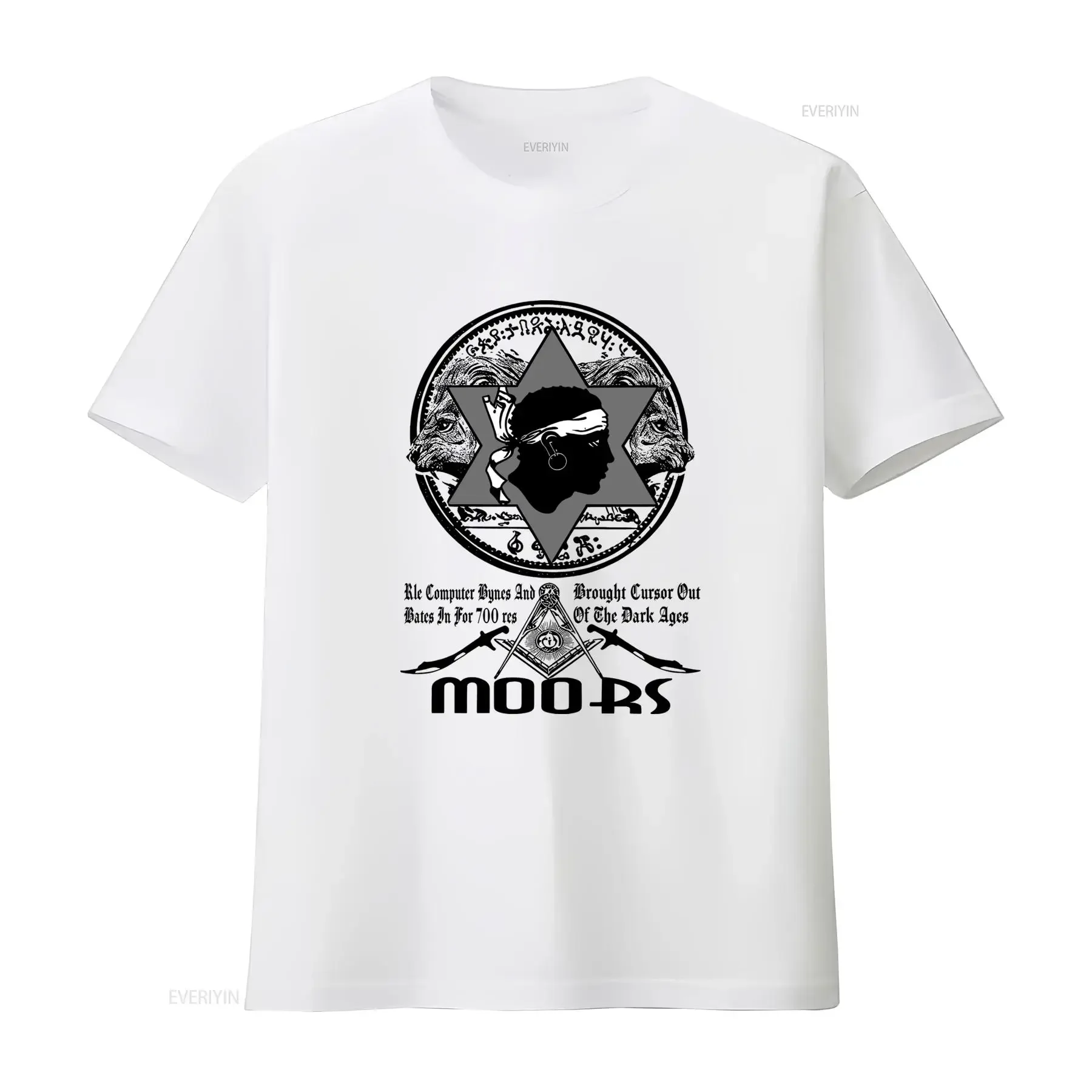 Cool Streetwear Hip Hop Bandana Man Silhouette Six Pointed Star Print Casual T Shirt vintage Washed Top For Everyday Wear