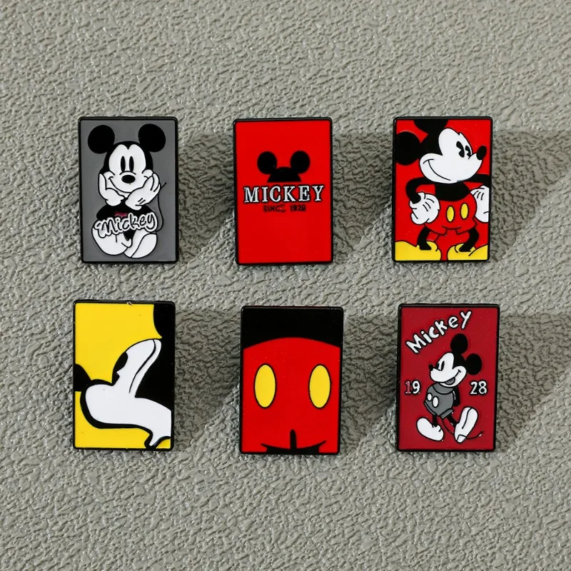 

Cartoon Mickey Mouse Brooches Creative Individuality Square Alloy Pin Accessory Backpack Metal Badge Decoration Breastpin Gift