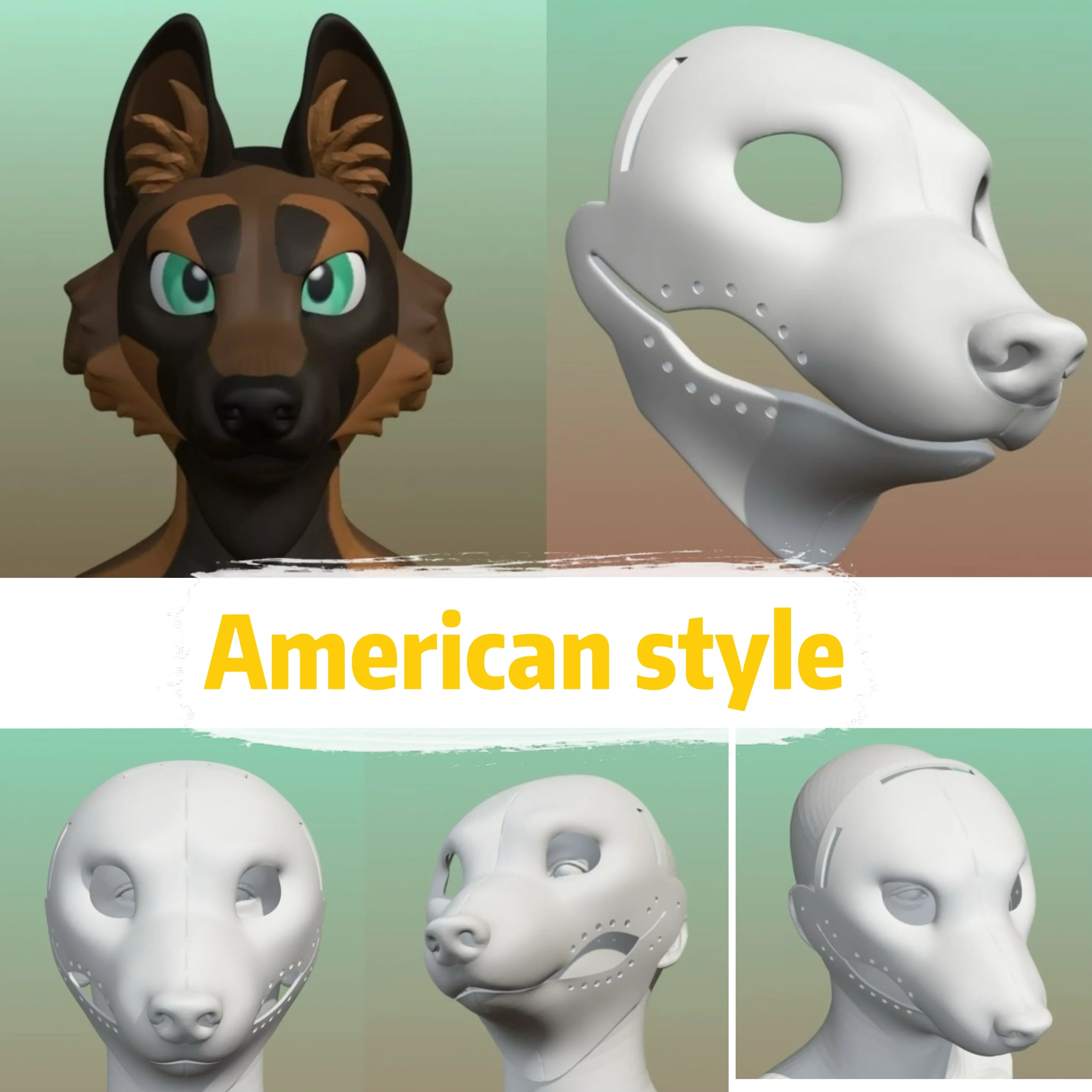 

American style Base Mask Skull Beast Suit 3d Printing Canine Puppy Movable Skull Animation Accessories COS Props