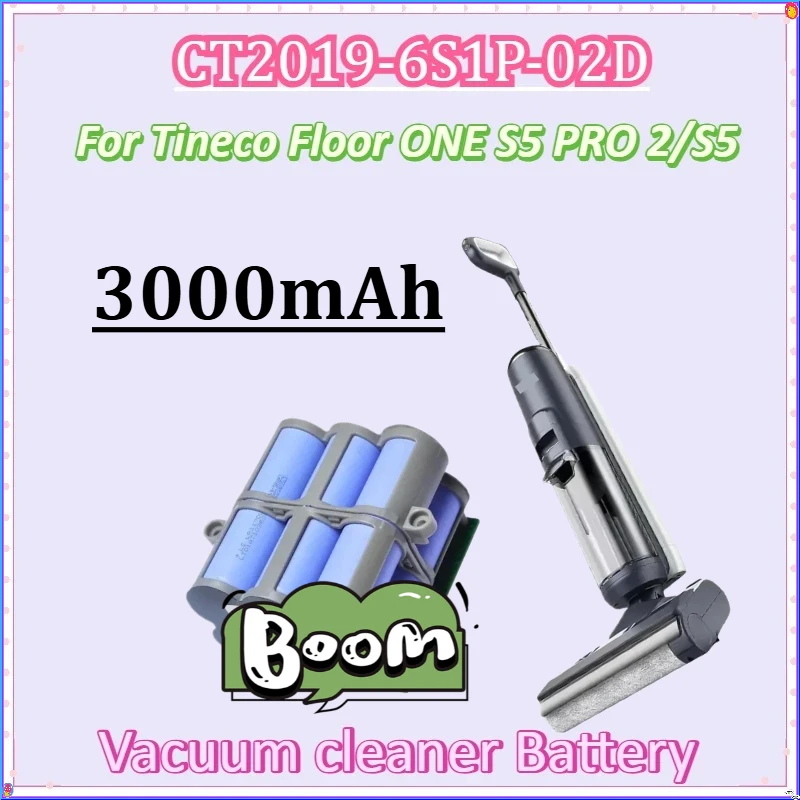 

For Tineco Floor ONE S5 PRO 2/S5 Smart/Steam Floor Washer Accessories New CT2019-6S1P-02D 21.6V 3000mAh Vacuum Cleaner Battery