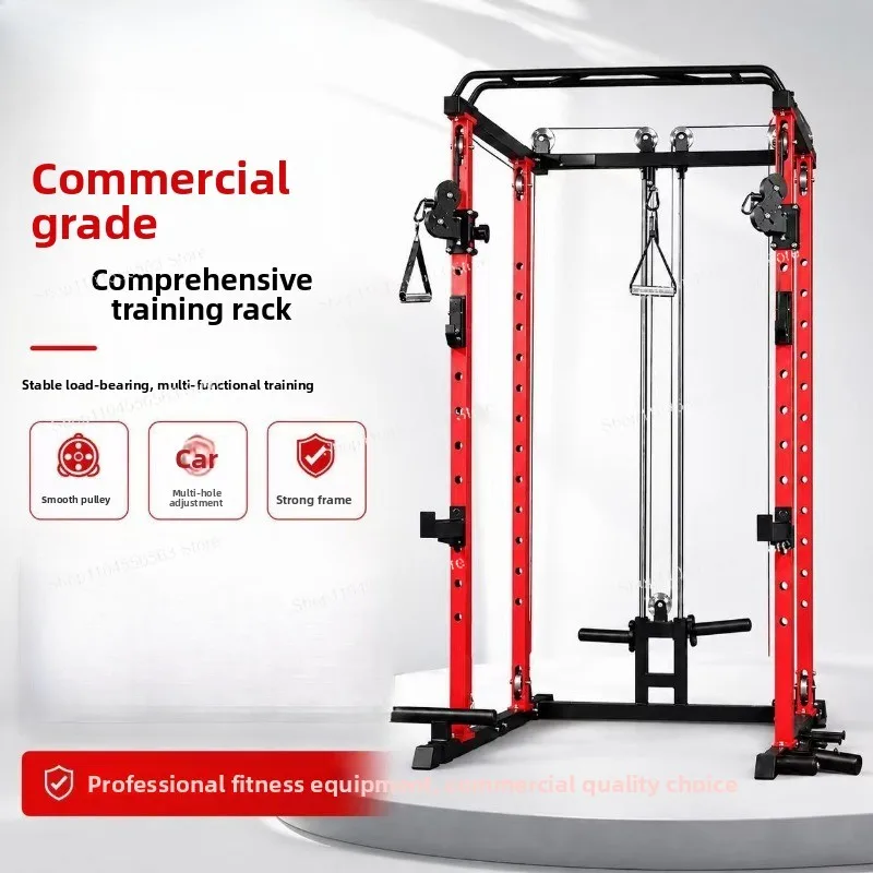 Commercial Home Gym Multi-function Cable Crossover Frame, Power Cage Squat Rack Bench Press Barbell Storage Rack