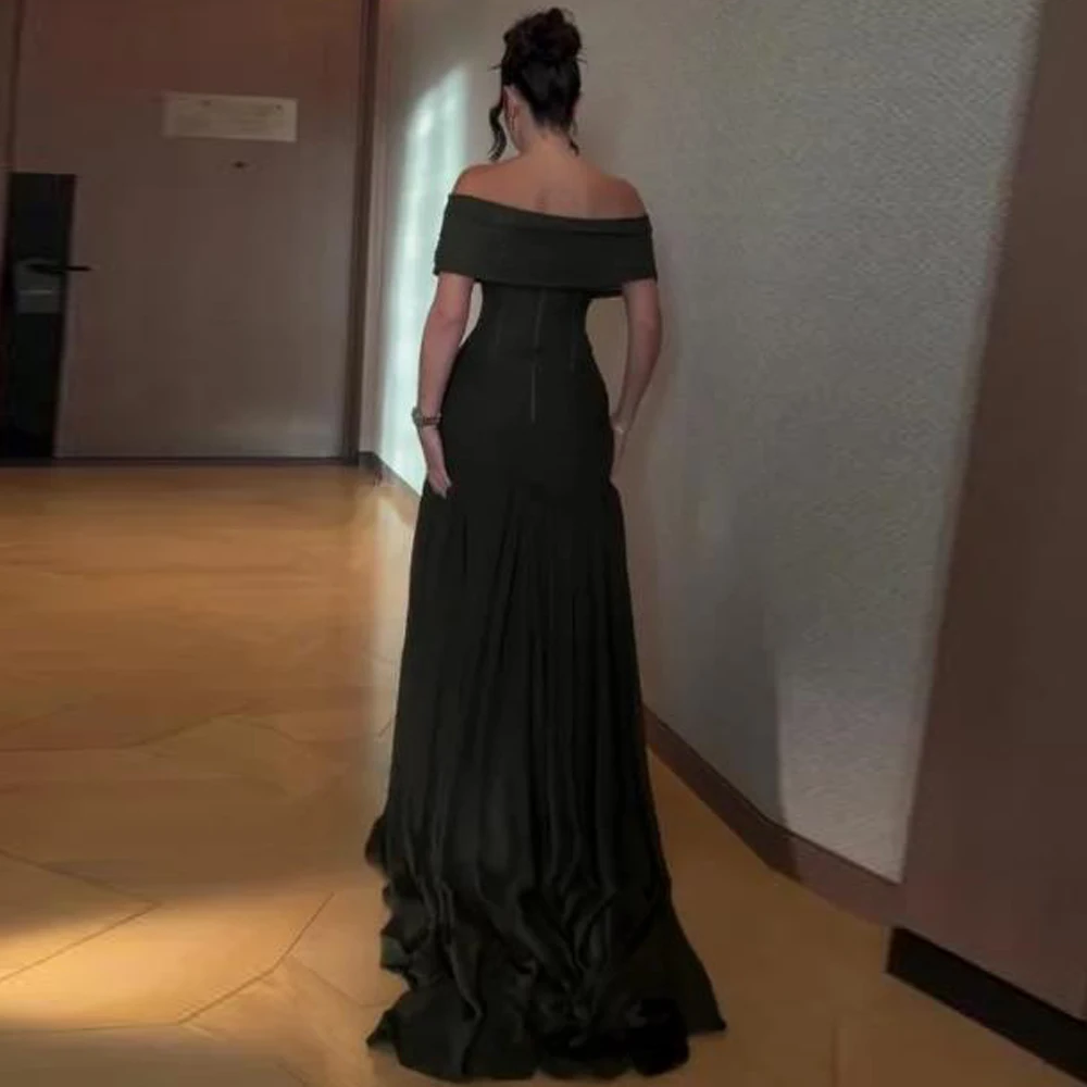 Customized Pleated Off the Shoulder Evening Dress Beaded Embroidery Wedding Guest Gown Mermaid Green Dresses with Sequin