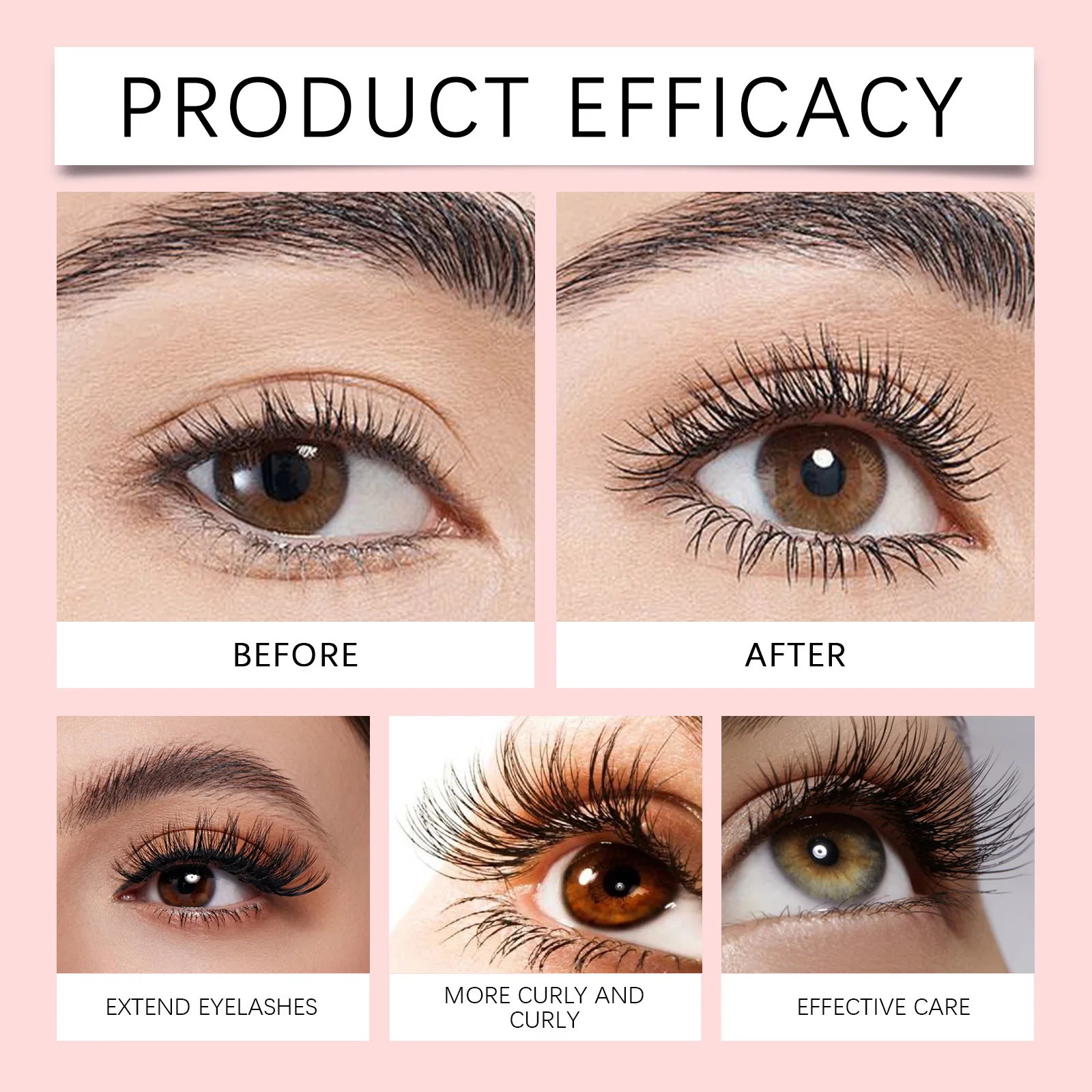 Wimpergroei Essentie Snelle groei Slanke dikke krullende verdikte wimpers Verminderde wimpersverlies Gebroken diep Voedend