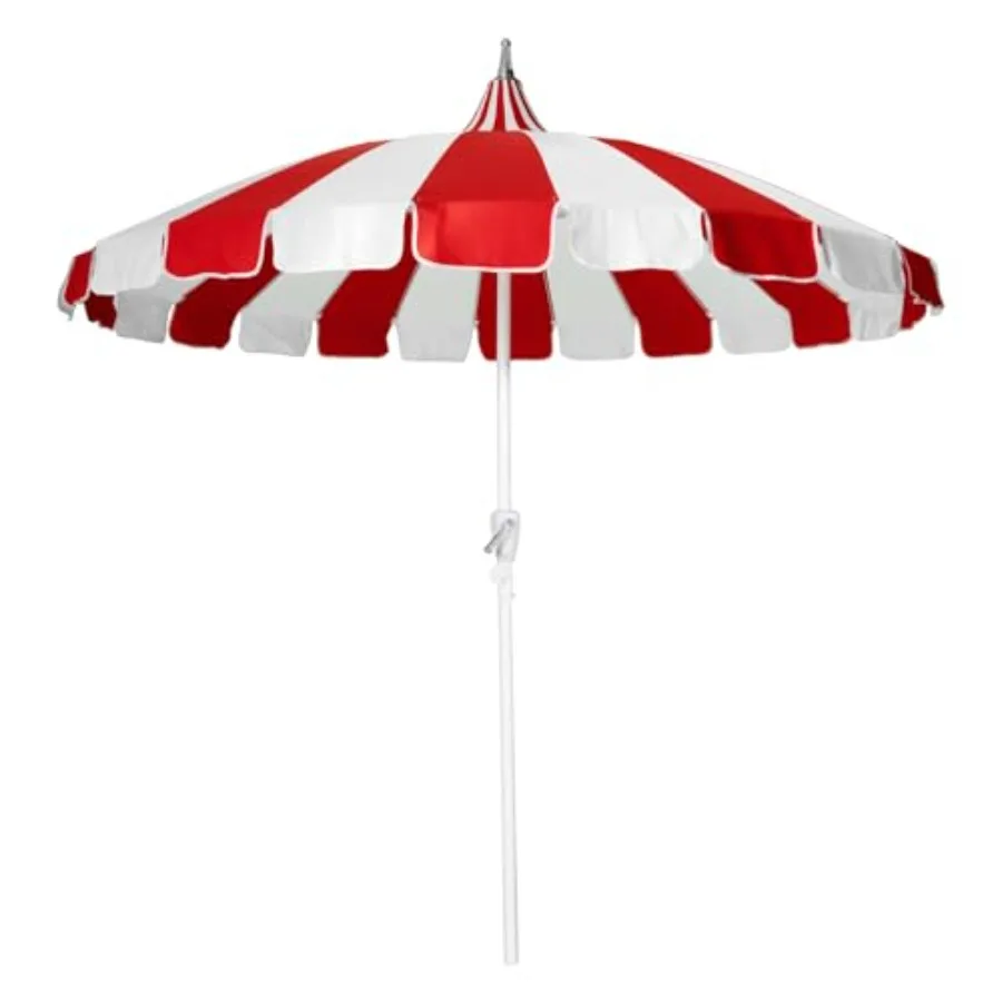 8Feet Patio Pagoda Umbrella for outdoor garden backyard use, polyester fabric with UV protection, beige color, heavy-duty steel